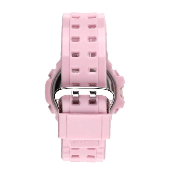 back of children's digital watch pink band