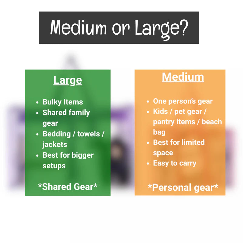Campaq medium or large storage bag size guide for shared and personal camping gear — Adventure Awaits