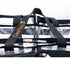 Close up of Campaq clear storage bag zips, black straps and branded handles — Adventure Awaits