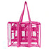 Bright pink clear zippered storage bag with reinforced panels and long carry handles - Adventure Awaits