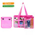 Pink Campaq clear toiletry storage bag with one detachable pocket and travel bottles — Adventure Awaits