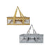 Tan and grey clear zippered storage bags with carry handles for camping gear - Adventure Awaits