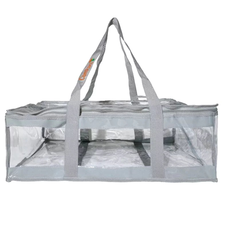 Campaq clear grey storage bag with long handles and zipped top for camping gear — Adventure Awaits