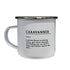 "Caravanner" definition enamel mug on shelf — funny caravanning gift for grey nomads and road trippers — Adventure Awaits