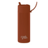 Chocolate Frank Green bottle with flip straw lid and matching carry strap — Adventure Awaits