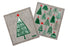 Two decorative napkins with Christmas tree patterns on a white background