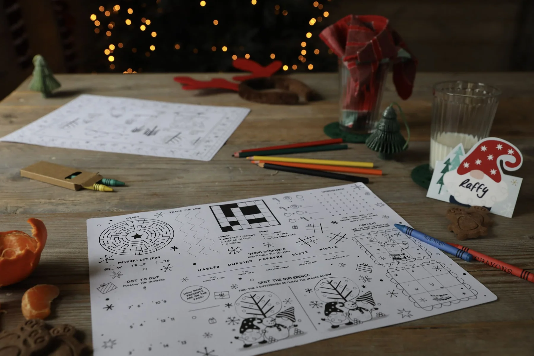 Foxy Festive Scene Colour In Placemats | Pack of 6