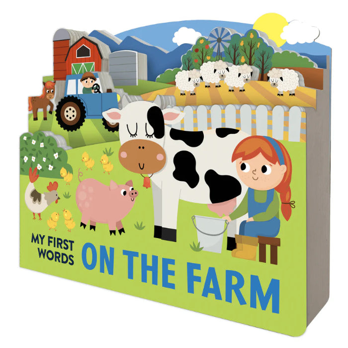 Adventure Awaits My First Words On The Farm board book featuring colourful farm animal illustrations