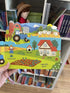 Adventure Awaits My First Words On The Farm board book open to illustrated farm vocabulary learning pages