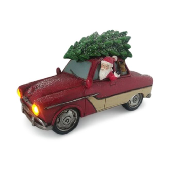 Santa in Retro Car with LED Lights 210