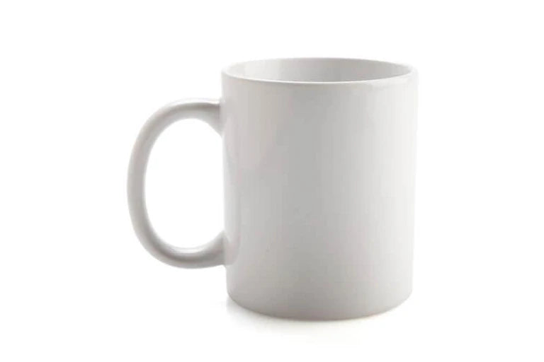 Plain white ceramic mug with classic handle, back view for Father design — Adventure Awaits