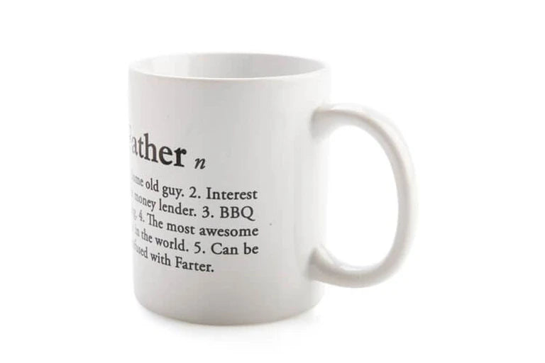 White Father definition mug with classic handle and funny dad wording — Adventure Awaits