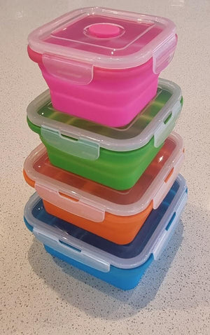 Collapsible Silicone SQUARE Tubs - Set of 4