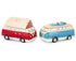 Red and blue combi van salt and pepper shakers for caravan and camping fans — Adventure Awaits
