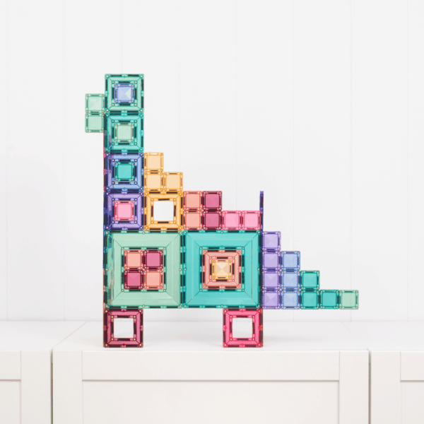 Connetix magnetic tiles built into colourful animal shape, creative construction toy for imaginative play and learning at home or travel Adventure Awaits