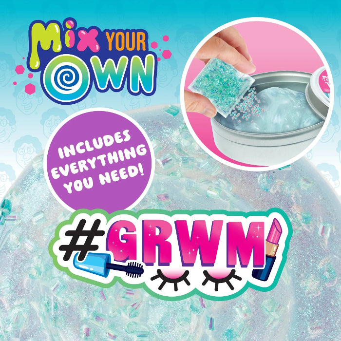 Crazy Aaron’s #GRWM Mix Your Own Thinking Putty kit with clear shimmer putty and colourful beauty themed mix ins