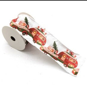 Christmas Caravan & Car Linen Ribbon