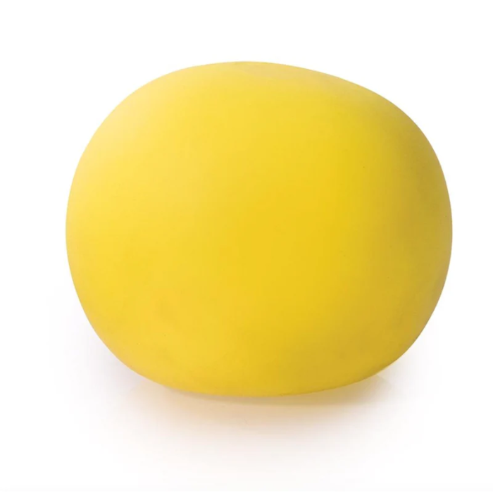 Yellow Crush It! super sensory ball on white background — Adventure Awaits
