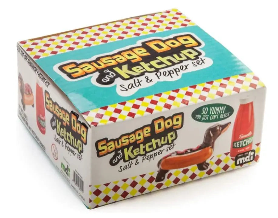 Sausage Dog and Ketchup salt and pepper set in retro gift box — Adventure Awaits