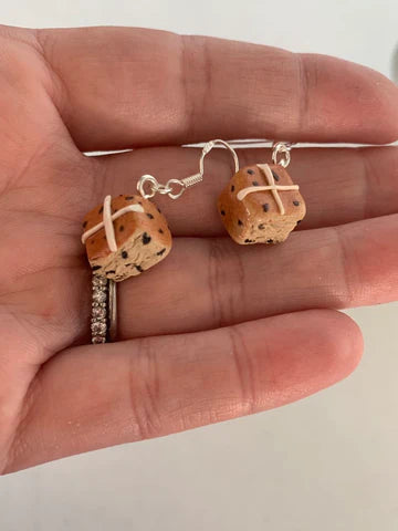 Hot Cross Bun Earrings - Dangle