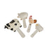 Set of four ceramic farm animal measuring spoons with cow, pig, rooster and sheep designs — Adventure Awaits