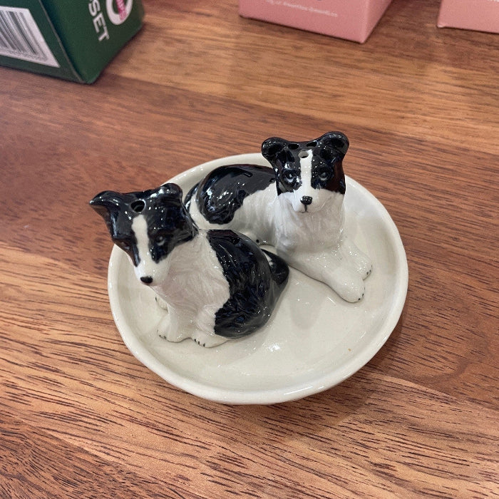 Ceramic dog salt and pepper shakers