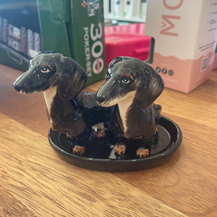 Ceramic dachshund salt and pepper shakers