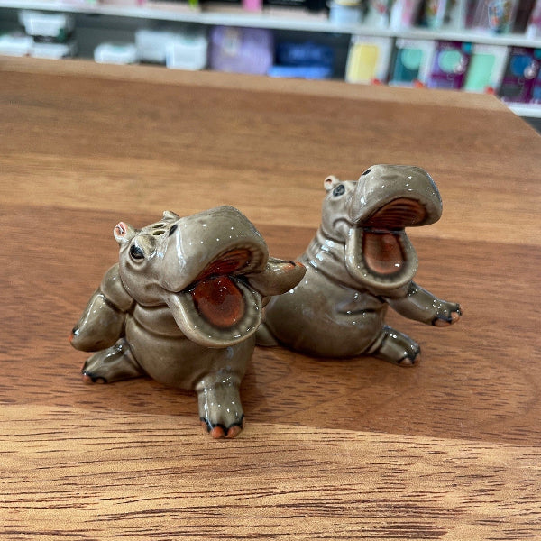 Hippo ceramic salt and pepper shakers