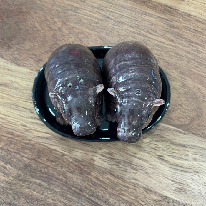 Ceramic baby hippo salt and pepper shaker set