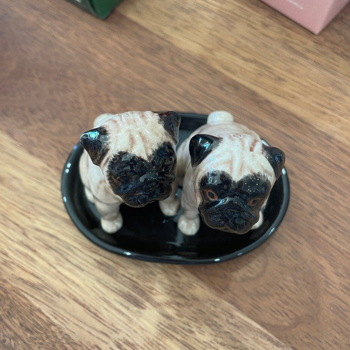 Ceramic Pug salt and pepper shakers