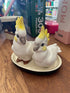 Porcelain cockatoo salt and pepper shakers