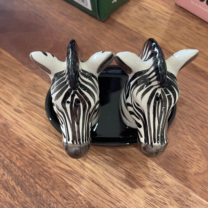 Ceramic zebra salt and pepper shakers