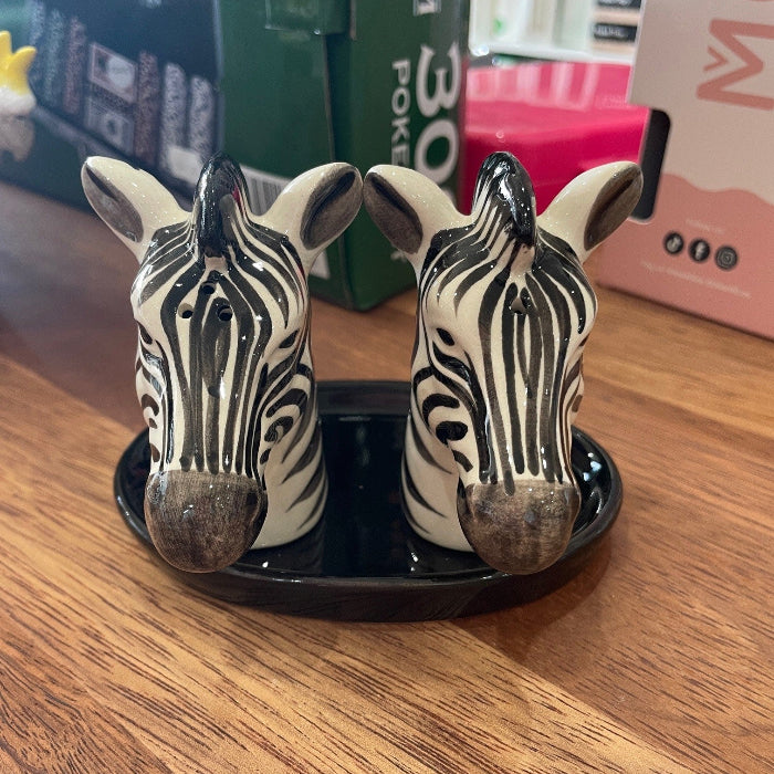 Ceramic zebra salt and pepper shakers