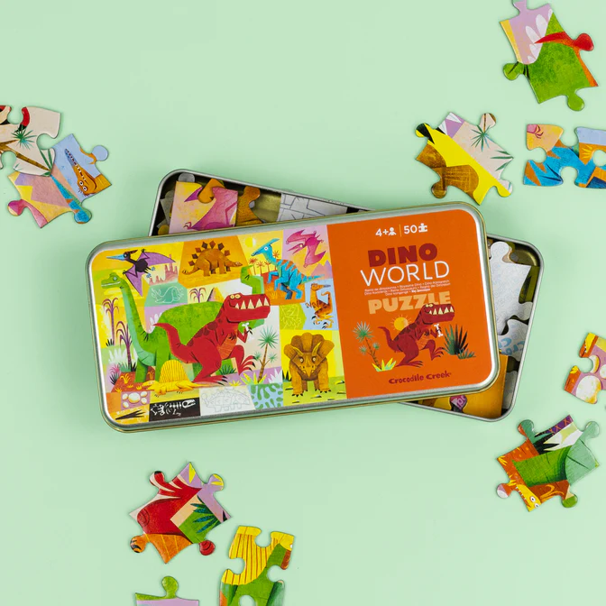 Dino World Puzzle | 50 piece in a Tin by Crocodile Creek