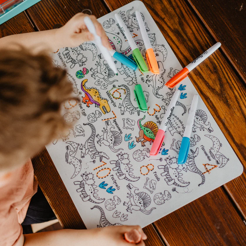 HeyDoodle Classic Silicone Mat | 123 Dino Roar