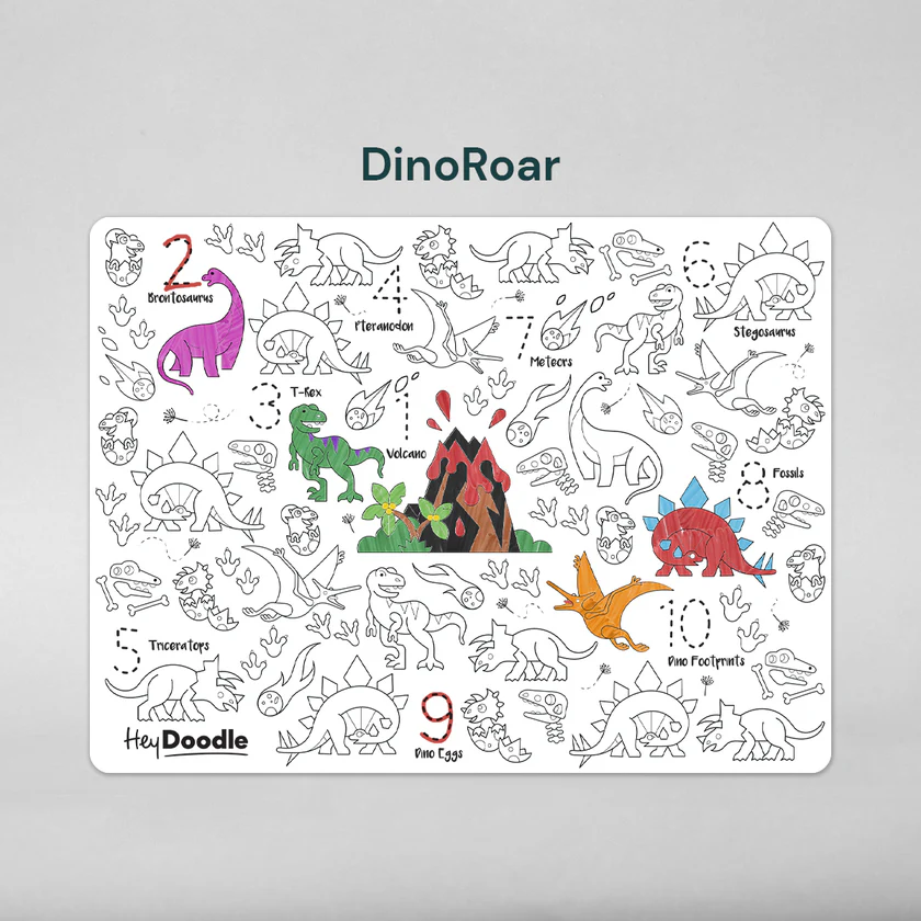 HeyDoodle Classic Silicone Mat | 123 Dino Roar