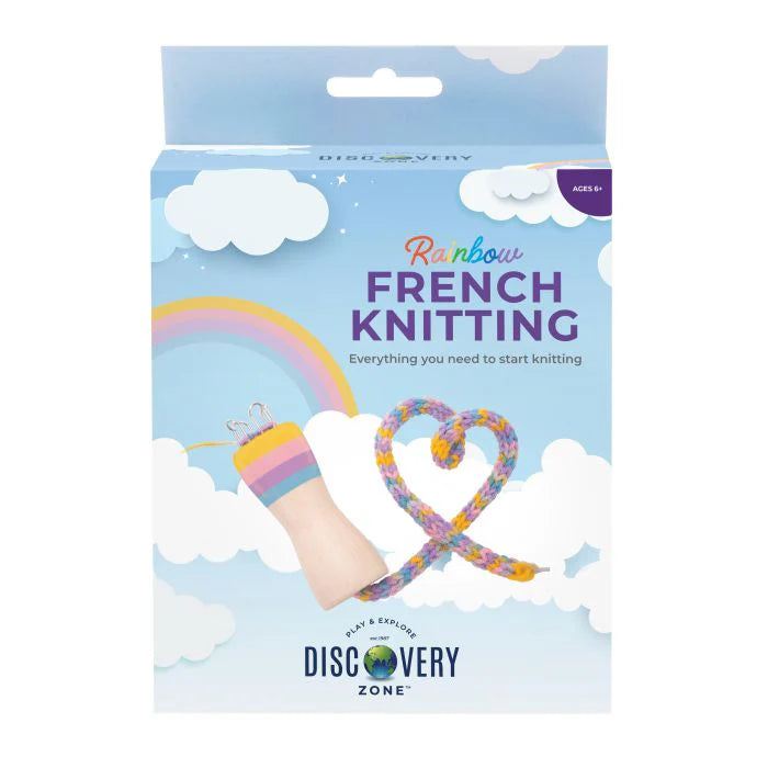 rainbow French knitting craft kit for kids with knitting spool and colourful yarn, beginner DIY activity set for creative play Adventure Awaits
