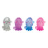 Set of four mini octopus squeeze toys in silver purple blue and pink, glittery sensory fidget toys for kids calming play Adventure Awaits