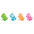 Four mini dinosaur squeeze toys in green blue orange and pink side view, soft sensory fidget toys for kids Adventure Awaits
