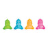Set of four mini dinosaur squeeze toys in green blue orange and pink, soft sensory fidget toys for kids Adventure Awaits