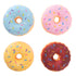 Set of four donut squeeze toys in blue pink yellow and chocolate icing with sprinkles, soft sensory fidget toys for kids Adventure Awaits