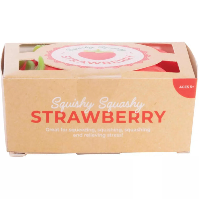 squishy squashy strawberry toy box packaging, sensory stress relief toy set for squeezing and squishing, suitable for kids play Adventure Awaits