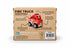 Back of Koala Dream Fire Truck box showing moving ladder, wooden build and chunky rubber wheels — Adventure Awaits