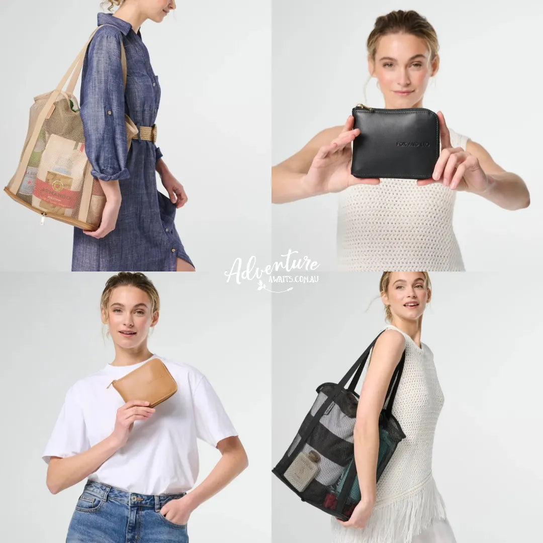 Fox And Leo | Get Up and Go Bag - Foldaway Leather & Mesh Tote