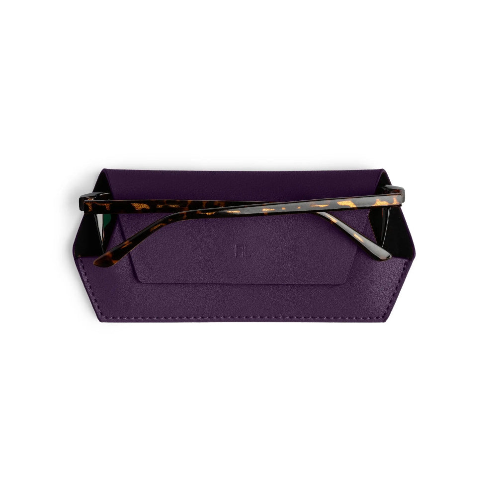 mulberry coloured glasses holder on a white background