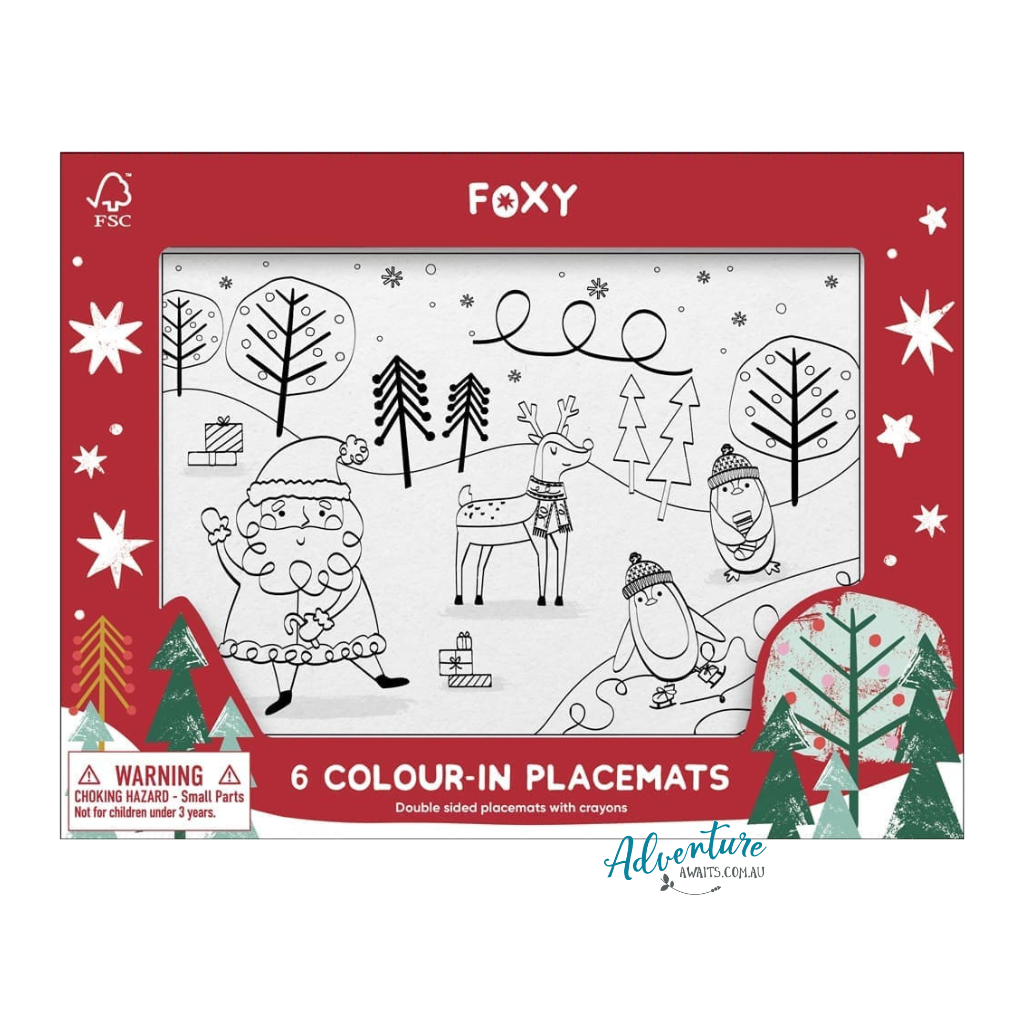 Foxy Festive Scene Colour In Placemats | Pack of 6