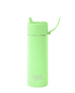 Aurora glow green Frank Green bottle with flip straw lid and matching carry strap — Adventure Awaits
