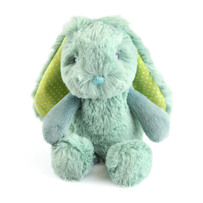 green spotty frankie bunny sitting on white background
