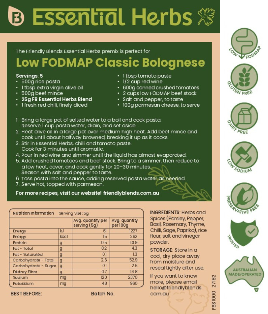 Friendly Blends | Low FODMAP Spice Mix | Essential Herbs