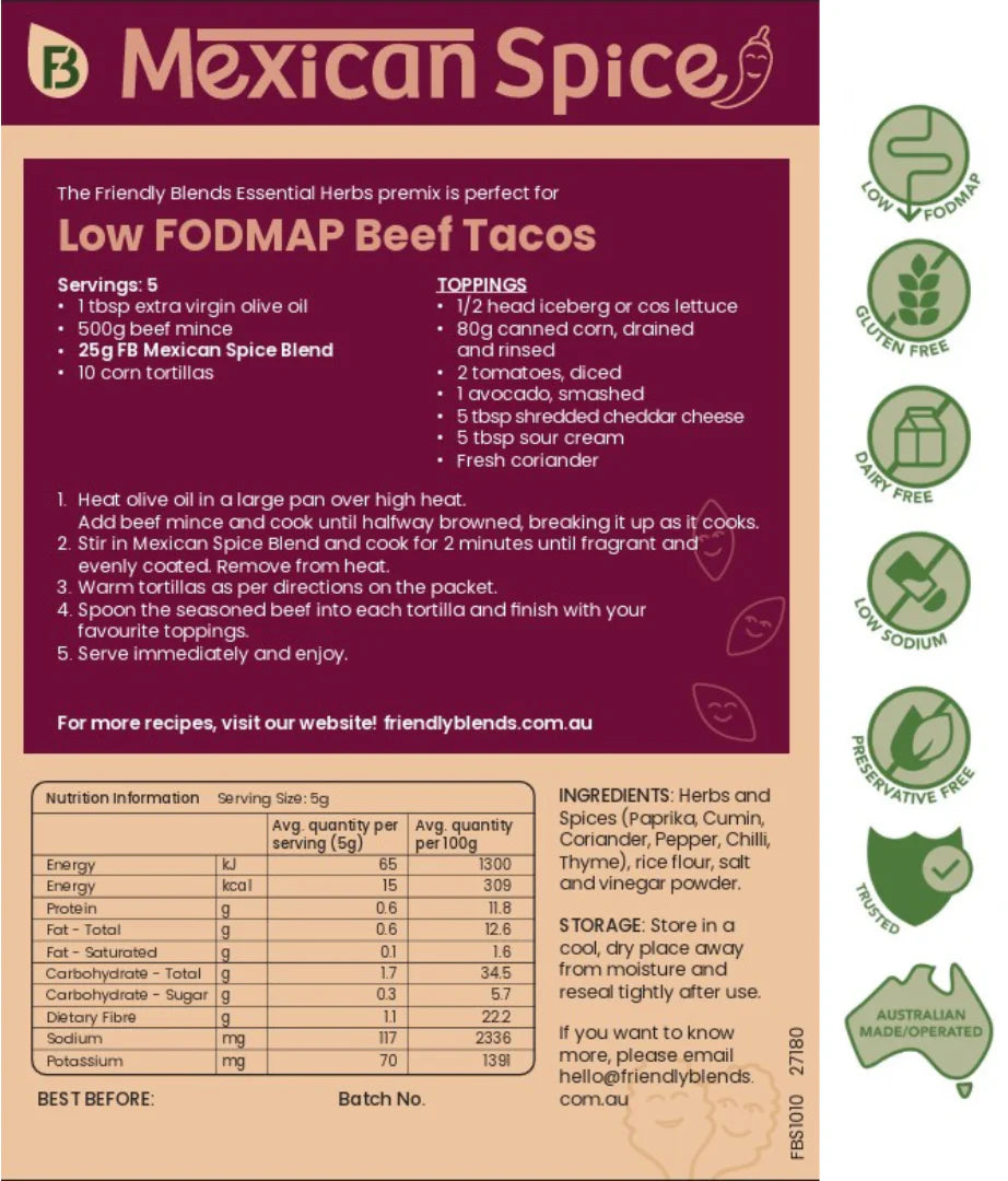 Friendly Blends | Low FODMAP Spice Mix | Mexican Spice